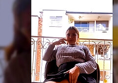 BBW Camgirl on Balcony Legs Spread with Interactive Toy