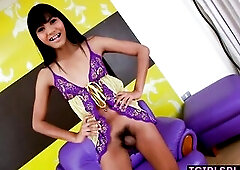 Slender ladyboy teen Emmy with tiny titties wearing hot underware This Babe flashes her hard teats and this babe bows over to show her bubble ass and 