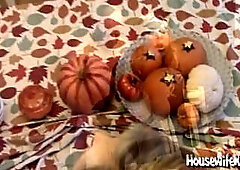 Large tit blond housewife gets railed over the dinner table and swallows a mouthful of cum