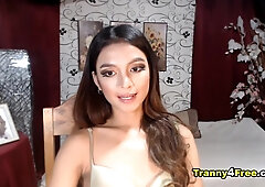 Brunette tranny4free stroking cock