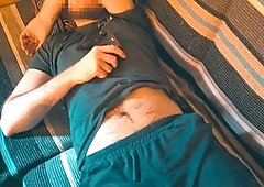 My straight buddy let me play with his huge cock after a lost bet