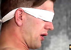 Ross gets blindfolded and tied to a chair and made to cum