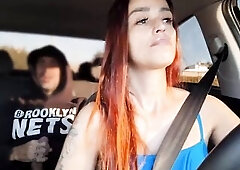 Concupiscent APP driver catches amoral passenger masturbating from behind and helps him masturbate and screws him in the back seat!
