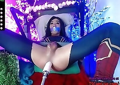 Big Shaft Asian Shemale Anal Drilled on Webcam Part 2