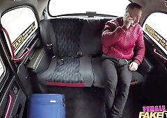 Female Fake Taxi Spanish man bangs the golden-haired taxi driver