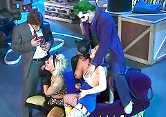 Wonder-babe  Joker and spills his radioactive milk - XXX cosplay orgy!