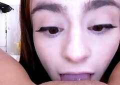 Cutie Pie riding hot blonde with strapon in studio