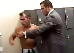hunk gets fucked in locker room