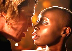 Black sex doll Zaawaadi is sucking a long white penis in 69 pose