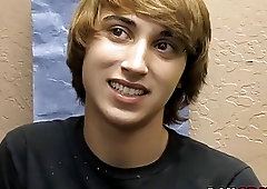 Adorable twink wanking his big cock solo