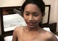 Skinny ladyboy stripping & stroking