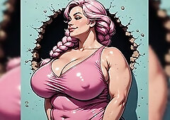 Hawt and teasing overweight and curvy honeys in swimsuits and bikinis. It's a seductive AI generated art compilation with tons of different hot h