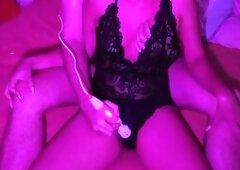 Climax and groaning masturbating