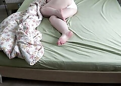 Home camera watches, a obese wife masturbate and cum in white pants in advance of couch. PAWG.