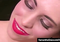 Femdom w Gagged Brunette Mom Samantha Grace Slaps Her Pretty Ballerina Dom, Penny Barber, Who Squeezes Her Big Ass Plug & Rubs Her To Orgasm!