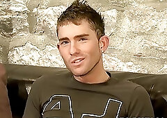 Pierced twink stroking his big cock solo