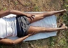 Young Tamil guy undresses outdoor for a steamy gay session