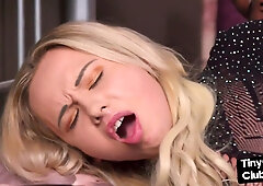 SPH IR babe rides Black BF in front small dick voyeur