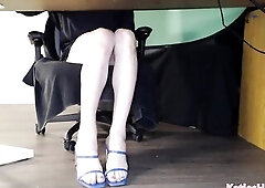 Transgender large penis office worker 1st day on the job