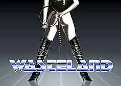 Latex-clad dominant woman teases her partner with a wand vibrator before scissoring