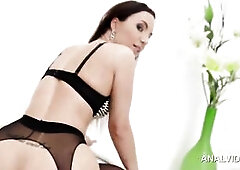 Obscene wench widens for double anal, triple anal crave, vigorous a bit of ass, double vagina worship and three-some twat licking in a hotel