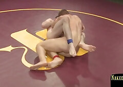Superior wrestler jerking bone on the floor