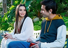 Stunning angel Aria Lee got nicely fucked in the doggy style pose