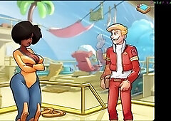 Biker nymph with cute tattoos in space rescue adventure