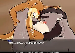 Blowjob cum swallow, oral pleasure, furry animation