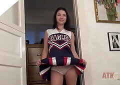 Behind the scenes with sexy teen cheerleader