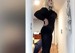 Brigittes Black Dress (trans, Crossdress, Mask, Female Mask, Fetish, Blonde, Pantyhose, High Heels)