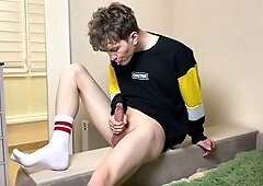 Cute Skinny Boy Jerks Monster Cock