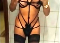 Breathtaking shemale teases and films herself wearing the sexiest lingerie