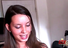 Behind the scenes with hot brunette