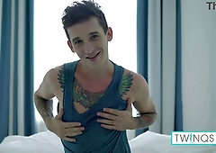 Dark haired Tatted Noah A Taunts Slot Rails Plaything to Huge Jizm!