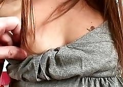 Adorable Asian ladyboy jerked off and sucked cock