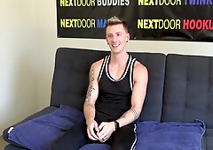 Tattooed Casting Jock Cums During Solo Session