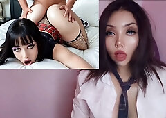 Novia gotica de tetas perfectas le entrega el culo a su amante - Masturbandome con IA