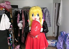 vinyl Costume Play Kigurumi Breathplay in homemade spandex hood Long Version