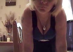 Amateur blonde MILF sucks dick and gives pussy