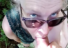 Hot Milf Just Sucking Some Cock In The Woods!