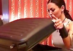 Tied up slave boy receives hard punishment from mistress BDSM