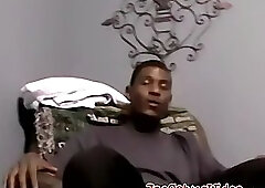 Black amateur jerks off and receives blowjob from mature man