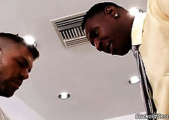 Hot brunette in erotic stockings and garter belt, Valentina Nappi is having an interracial threesome