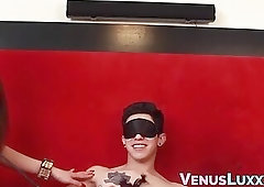 Juicy tits Asian tranny Venus Lux gets sticky facial in 3way