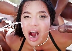 This Venezuelan wench loves to eat ebony knobs and put 'em in her twat and booty at the same time