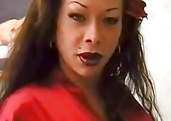 Horny shemale goddess with big cock ass fucked in fishnets