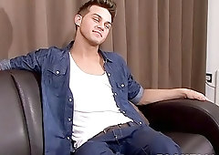 UK twink Lee Well finished with an interview and jacks off