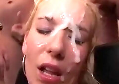 Natural tits clip with sneaky beauty from Bukkake Orgy