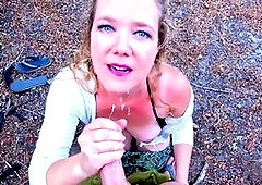 Jungle, blow-job, eye contact blowjob